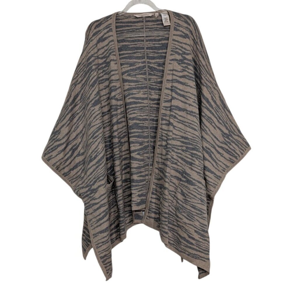 Soft Surroundings Zebra Go Lively Cardigan Womens One Size Beige Cashmere Blend